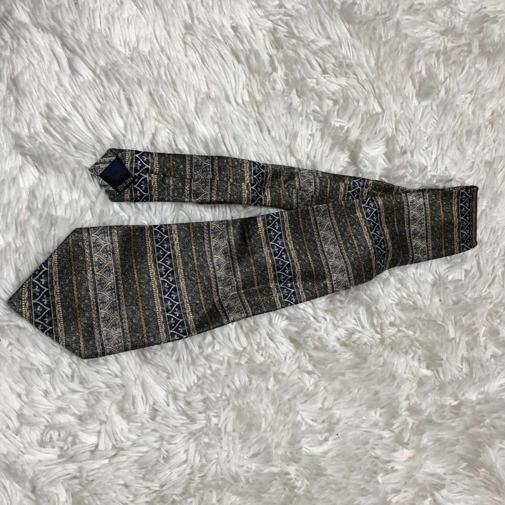 Signorcelli d'Italia Mens Tie Brown Striped Silk Necktie - Picture 2 of 5